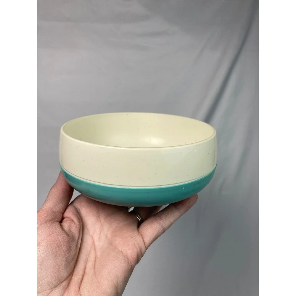 Vintage Vacron Vacuum Bowl Aqua Ivory‎ 5
